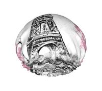 Oil Painting Art Paris France eiffel tower Reusable Shower Cap & Bath Cap Waterproofs Shower Caps Large Designed for all Hair Lengths & Elastic Hair Hat