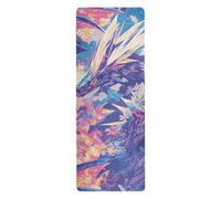 Oil Painting Blue Divine Dragon yoga mat with strap for home printed, non slip, non slip yoga mat towel with bag for carrying tapete para ejercicio 71x26 inches