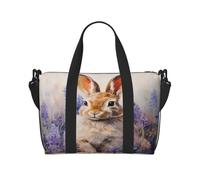 Oil Painting Bunny Flower Hyacinth Travel Duffle Bag | Weekender Bag with Adjustable Shoulder Strap Lightweight Water-Resistant Polyester Carry On Luggage Overnight Gym Sports Bag