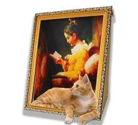 Oil Painting Cat House with Scratcher,Cat Bed Art Picture Frame Scratching Board Playing Tent Box, Assemble Kitty Couch Cave Condo Creative Pets Furniture - Kitty Living in Famous Painting (Reader)