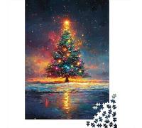Oil Painting Christmas Tree 500 Piece Jigsaw Puzzle Family Fun Jigsaws for Adults And Challenging Game,stress Relief Games And Unique Gifts 500pcs (52x38cm)