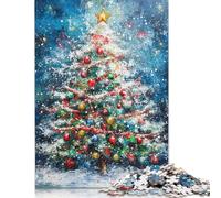 Oil Painting Christmas Tree 500 Piece Jigsaw Puzzle Family Fun Jigsaws for Adults And Challenging Game,stress Relief Games And Unique Gifts 500pcs (52x38cm)