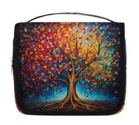 Oil Painting Colorful Tree Travel Toiletry Bag with Hanging Hook, Waterproof Hanging Makeup Organizer Portable Cosmetic Bag for Women & Men Travel Essentials Accessories