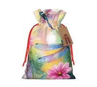 Oil Painting Dragonfly Drawstring Gift Bags Reusable Gift Wrapping Pouches For Birthday, Wedding, Party Favours & Festive Presents