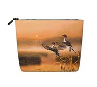 Oil Painting Duck Multi Functional Single-Layer Linen Makeup Bag - Fashionable and Practical Cosmetic Storage Bag