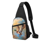 Oil Painting Duck Printed Chest Bag Sling Bag for Men Women, Outdoor Crossbody Fanny Packs Hiking Chest Packs Sport Daypacks