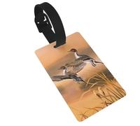 Oil Painting Duck Printed Luggage Tags with Wrist Strap,Name Id Label for Suitcase,Airplane Travel Essentials