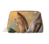Oil Painting Duck Printed Makeup Bag for Women Portable Leather Make up Bag Travel Zipper Cosmetic Bags Organizer