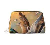 Oil Painting Duck Printed Small Makeup Bag Portable Leather Make up Bag Travel Zipper Cosmetic Bags Organizer for Women