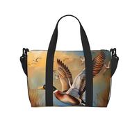 Oil Painting Duck Printed Travel Bag Duffle Bag for Men Women, Large Water Resistant Gym Bag Weekend Holdall Bag with Shoulder Strap