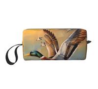 Oil Painting Duck Printed Travel Makeup Bag Portable Cosmetic Bag Makeup Case Toiletry Handbag Organiser for Women