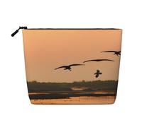 Oil Painting Duck Single Layer Linen Like Makeup Bag, Lightweight and Cute, Easy to Use