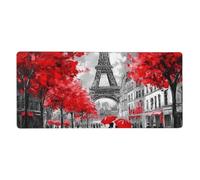 Oil Painting Eiffel Tower Mouse Mat Vintage Paris Gaming Mouse Pad with Stitched Edges Non-Slip Large Desk Mat for PC Laptop Office Home Gamer 900x400x3mm Keyboard Mousepad