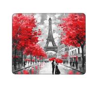 Oil Painting Eiffel Tower Mouse Pad Vintage Paris Gaming Mouse Mat with Stitched Edges Non-Slip Rubber Base Mousepad for for PC Laptop 22x18cm