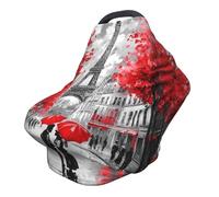 Oil Painting Eiffel Tower Nursing Cover 360° Full Coverage Vintage Paris Stretch Scarf for Breastfeeding and Car Seat Cover Fit for Most Pushchairs and Prams