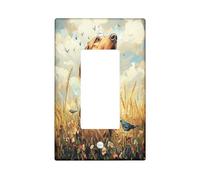 Oil Painting Fall Bloodhound Dog Decorative Switch Cover 1 Gang Single Rocker, Autumn Wheat Switchcover Wall Plate, Pet Electrical Faceplate for Bedroom Living Room Decor