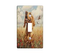 Oil Painting Fall Bloodhound Dog Decorative Switch Cover 1 Gang Single Toggle, Autumn Wheat Wall Plate Cover, Standard Size, Pet Electrical Faceplate for Bedroom Living Room Decor