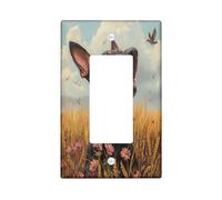 Oil Painting Fall Doberman Dog Decorative Switch Cover 1 Gang Single Rocker, Autumn Wheat Switchcover Wall Plate, Pet Electrical Faceplate for Bedroom Living Room Decor