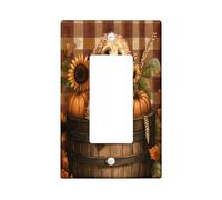 Oil Painting Fall Golden Doodle Dog Switch Cover Wall Plate 1 Gang Single Rocker, Autumn Plaid Pet Electrical Faceplate for Bedroom Bathroom Decor, Puppy Standard Size Switchplate