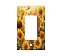 Oil Painting Fall Golden Retriever Dog Decorative Switch Cover Plate 1 Gang Single Rocker, Autumn Sunflower Electrical Faceplate for Bedroom Bathroom Decor, Pet Standard Size Switchplate