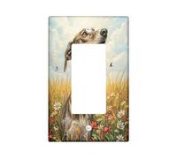 Oil Painting Fall Greyhound Dog Decorative Switch Cover 1 Gang Single Rocker, Autumn Wheat Switchcover Wall Plate, Pet Electrical Faceplate for Bedroom Living Room Decor