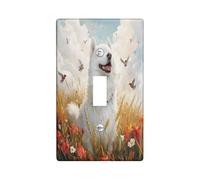 Oil Painting Fall Samoyed Dog Decorative Switch Cover 1 Gang Single Toggle, Autumn Wheat Switchcover Wall Plate, Pet Electrical Faceplate for Bedroom Living Room Decor
