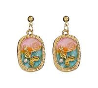 Oil Painting Flower Ear Studs Ear Accessories Alloy Texture Women Pendiente Simple Earring Suitable for Everyday Wear French Elegant Vintage Earrings