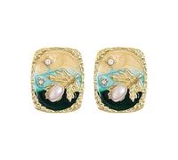 Oil Painting Flower Studs Earrings Ear Jewelry Small Flower Ear Studs Suitable For Teens And Youthful Adult Present Square Alloy Earrings For Women