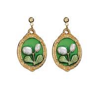Oil Painting Flower Studs Earrings Ear Jewelry Small Flower Ear Studs Suitable For Teens And Youthful Adult Present Square Alloy Earrings For Women
