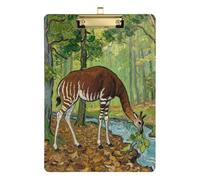 Oil Painting Green Jungle Brown Deer River A4 Forklift clipboard Hard Board for Softball Coaches clipboard Teacher Size 9 x 12