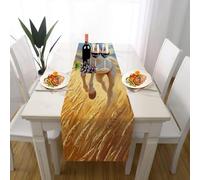 Oil Painting Horse Table Runner Country Wheat Field Table Cloth Wrinkle Resistant Table Decor Antifouling Scenic Running Horse Kitchen Dining Mat 40x140 cm