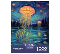 Oil Painting Jellyfish 1000 Piece Animation Paper Jigsaw Puzzle 100% Recycled Cardboard Beautiful Decoration for Adults And Kids 38x26cm/1000pcs