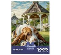 Oil Painting Jigsaw Puzzle Basset Hound 1000 Pieces - Picture Guide Educational Game for Kids & Adults | 70x50cm/1000pcs