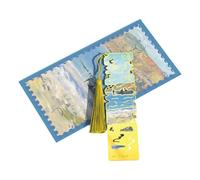 Oil Painting Metal Bookmarks with Tassels Book Page Marker Hollowed Flower Engraved Gifting for Book Lover Art for Readers