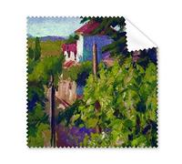 Oil Painting Mountain House Tree River Landscape Illustration Pattern Glasses Cloth Cleaning Cloth Phone Screen Cleaner 5pcs