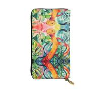 Oil Painting of a Snake Patterned Leather Long Wallet (7.5 * 4.1 inches) | Extra Large Multi-Function Compartment | Great Gift