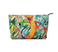 Oil Painting of a Snake Printed Corduroy Cosmetic Bag, Large Capacity Waterproof Travel toiletries Storage Bag