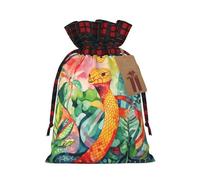 oil painting of a snake Printed holiday drawstring bag 8.3x11.8 inch Christmas party decoration gift bag