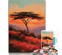 Oil Painting of An Acacia Tree Jigsaw Puzzles 1000 Pieces for Adults Teens,Learning Educational Toy for Is Ideal As A Gift for The Whole Family (50x75cm)
