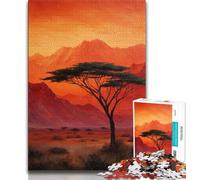 Oil Painting of An Acacia Tree Jigsaw Puzzles for Adults 1000 Jigsaws,Challenging To Complete But Fun And Humorous Unique Home Decor And Gifts 75x50cm