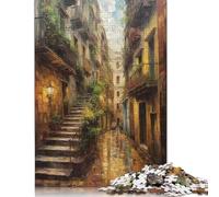 Oil Painting of Barcelona Puzzle Jigsaws 500 Pieces for Adults Wood Puzzle Jigsaws Brain Teaser Puzzle 500pcs (52x38cm)