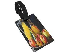 Oil Painting of Juice and Apples Durable Luggage Tags–Cruise Luggage Tag Holder, Travel Tags for Luggage, Easy to Identify, PVC Material