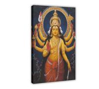 Oil Painting of The Goddess Durga Canvas Poster Bedroom Decor Landscape Decor Gift 20x30inch(50x75cm)