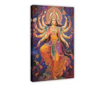 Oil Painting of The Goddess Durga Canvas Poster Wall Art Print Picture Paintings 12x18inch(30x45cm)