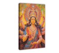 Oil Painting of The Goddess Durga Canvas Poster Wall Art Print Picture Paintings 12x18inch(30x45cm)