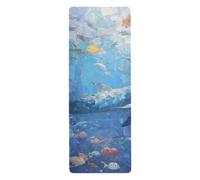 Oil Painting Of The Ocean Animals yoga mat set for exercise printed, non slip, hot yoga towel mat with bag tapete para ejercicio 71x26 inches