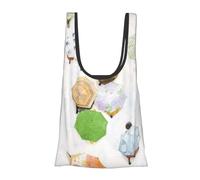 Oil Painting of Umbrellas On Light Blue Print Reusable, Foldable,Washable Grocery Bags Foldable in A Pouch Eco Tote Shopping Bag,Daily Shopping Loading
