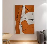 Oil Painting on Canvas Wall Art,Luxurious Abstract Line Orange Texture Abstract Modern Hand Painted Original Vertical Large Size Unframed Mural Home Decor for Living Room Bedroom Gift,orange,24x36in