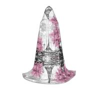 Oil Painting Paris Eiffel Tower Hooded Cape For Teenagers Witch Vampire Cosplay Party Halloween Christmas Printed Long Cloak