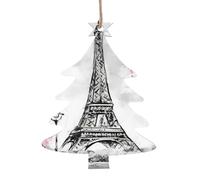 Oil Painting Paris Eiffel Tower Patterned wooden ornaments, a set of 6 decorations, suitable for hanging on Christmas trees and fireplaces.